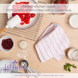 13 Red Stripes Glass Towels - 16" x 27" Thin Cotton Kitchen Towels - Dish Towels in White with red stripes - Especially designed to dry with no streaks or spots for Glasses, Flutes, fine china