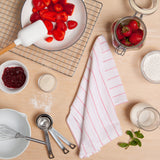 13 Red Stripes Glass Towels - 16" x 27" Thin Cotton Kitchen Towels - Dish Towels in White with red stripes - Especially designed to dry with no streaks or spots for Glasses, Flutes, fine china