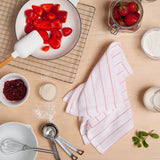 13 Red Stripes Glass Towels - 16" x 27" Thin Cotton Kitchen Towels - Dish Towels in White with red stripes - Especially designed to dry with no streaks or spots for Glasses, Flutes, fine china