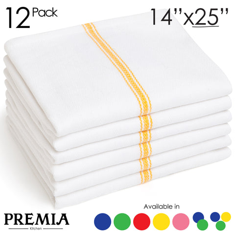 12 Dish Towels - Commercial Kitchen Towels - Cotton (14x25